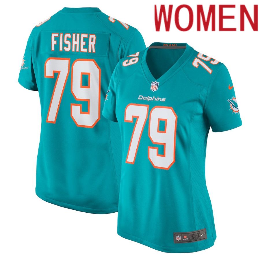 Women Miami Dolphins #79 Eric Fisher Nike Aqua Home Game Player NFL Jersey->women nfl jersey->Women Jersey